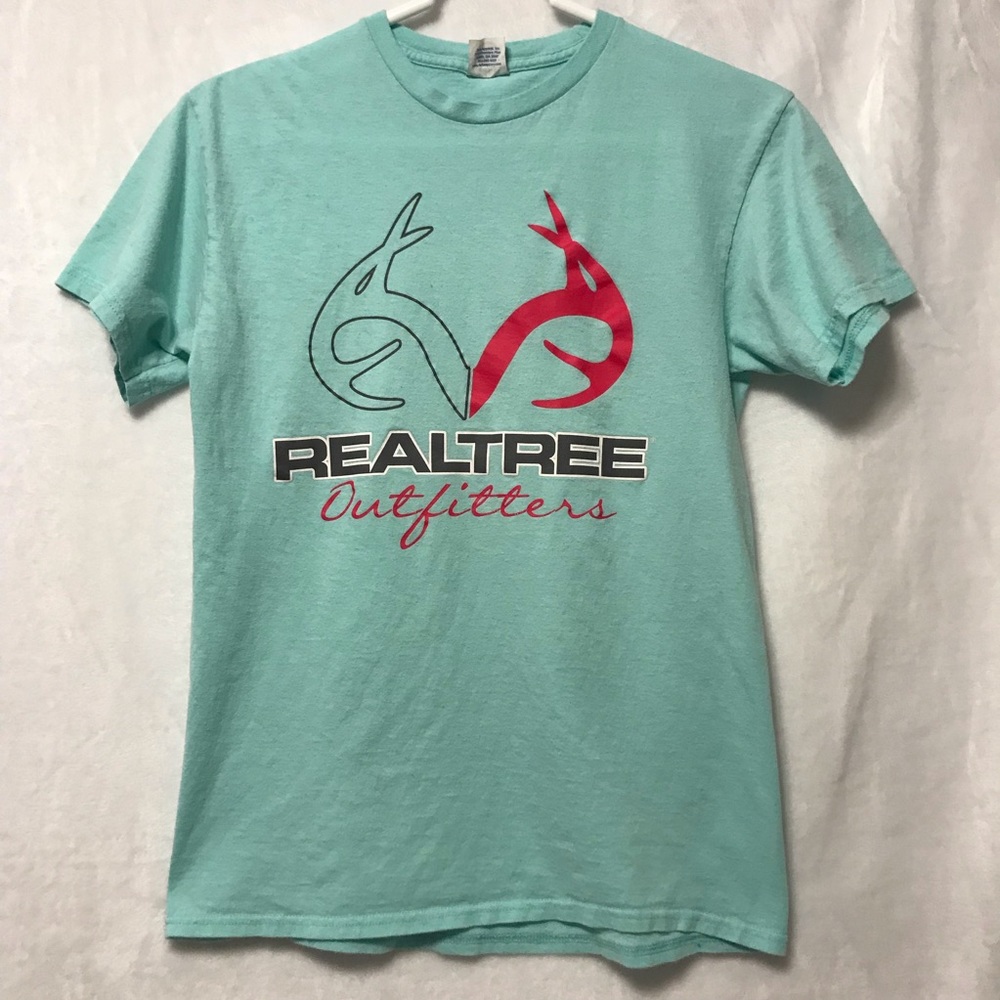 Delta Soft aqua graphic t-shirt. Womens size M.